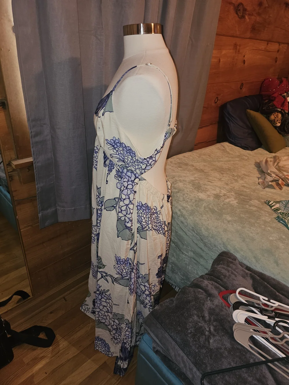 Abercrombie & Fitch Cream Dress with Blue and Green Floral Print